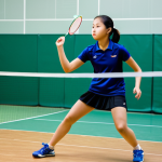 **

"A young, determined female badminton player in appropriate athletic wear, fully clothed, practicing her serve on an indoor court.  Bright lighting, focused expression, perfect anatomy, correct proportions, well-formed hands, proper finger count, natural body proportions. Safe for work, appropriate content, fully clothed, professional sports photography, modest, family-friendly."

**