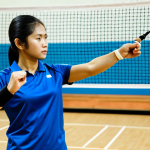 Focused Training**

"A badminton player in appropriate athletic attire, fully clothed, diligently performing wrist strengthening exercises with a resistance band in a well-lit gymnasium. Background includes badminton nets and other players practicing. Perfect anatomy, correct proportions, well-formed hands, proper finger count, natural pose, safe for work, appropriate content, professional training environment, modest workout clothes."

**