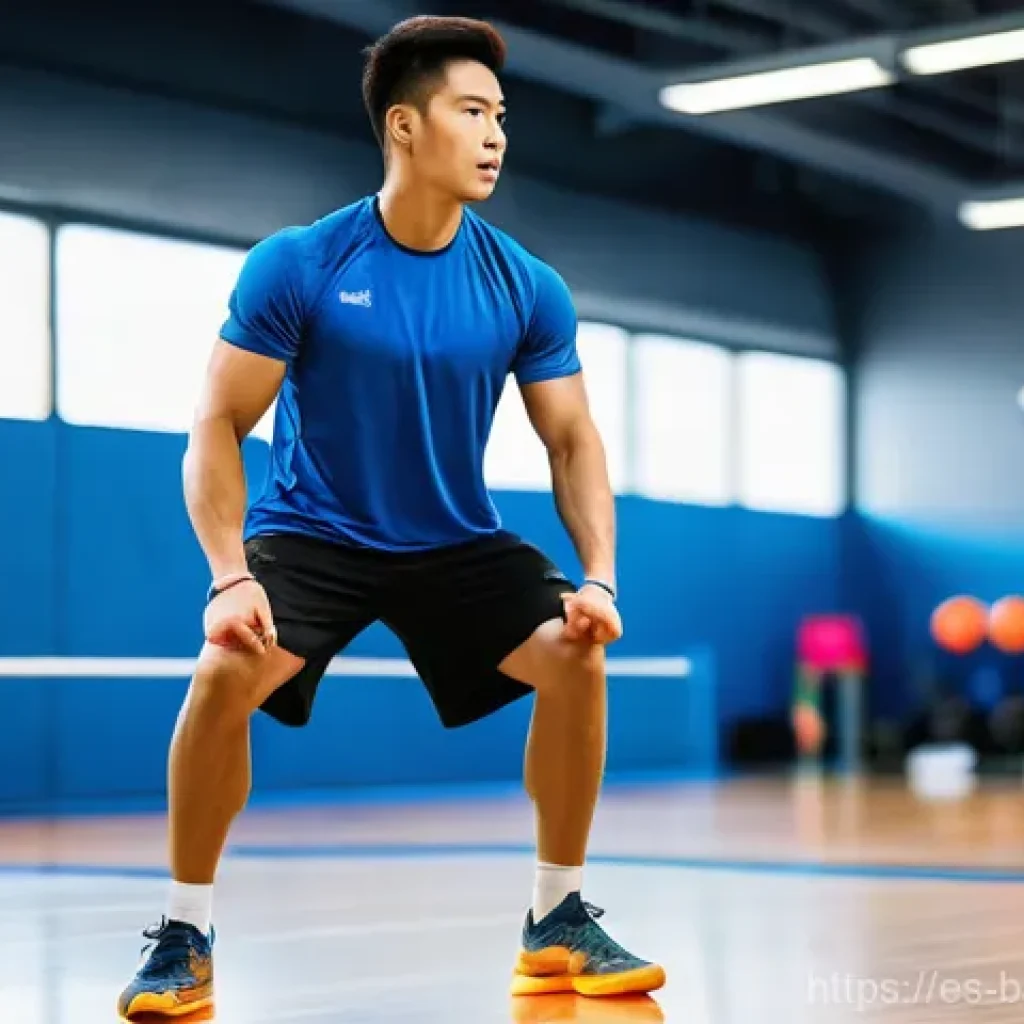 배드민턴 무릎 부상 관리 방법 - **Prompt 1: Strength and Prevention in Training**
    "A determined male badminton player, in his la...