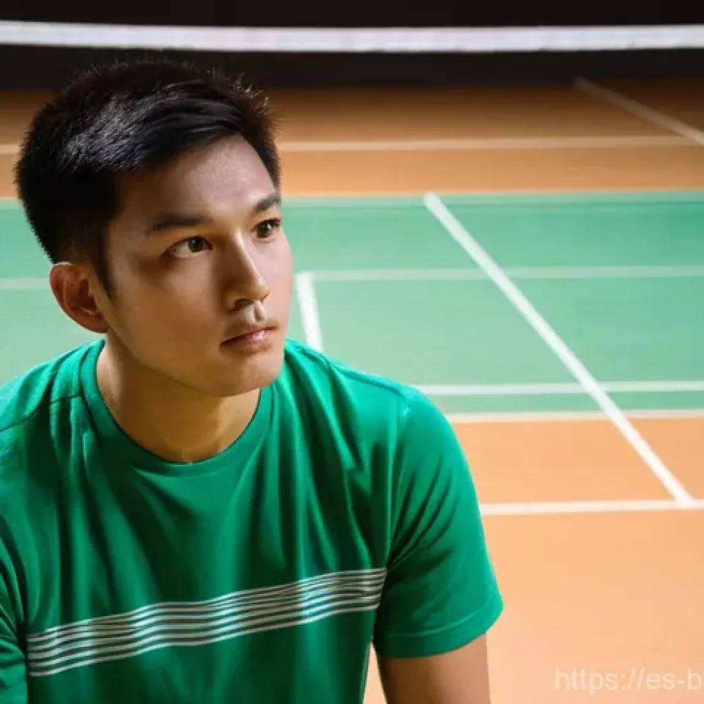 배드민턴 대회 준비 훈련 일정 - **Mental Fortitude and Strategic Vision in Badminton**
    A focused male badminton player, in his e...