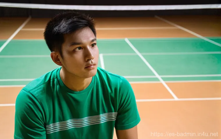 배드민턴 대회 준비 훈련 일정 - **Mental Fortitude and Strategic Vision in Badminton**
    A focused male badminton player, in his e...